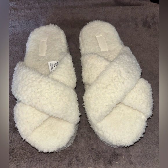 PINK Victoria’s Secret white platform slippers size M - Picture 1 of 5